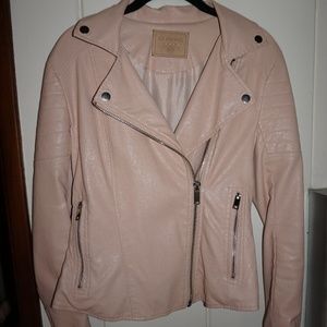Blank NYC Leather Jacket Biker Jacket Nude Pink
